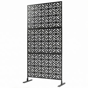 Panneau décoratif extérieur métal - brise vue motif graphique - 92 x 40 x 192 cm - métal époxy noir