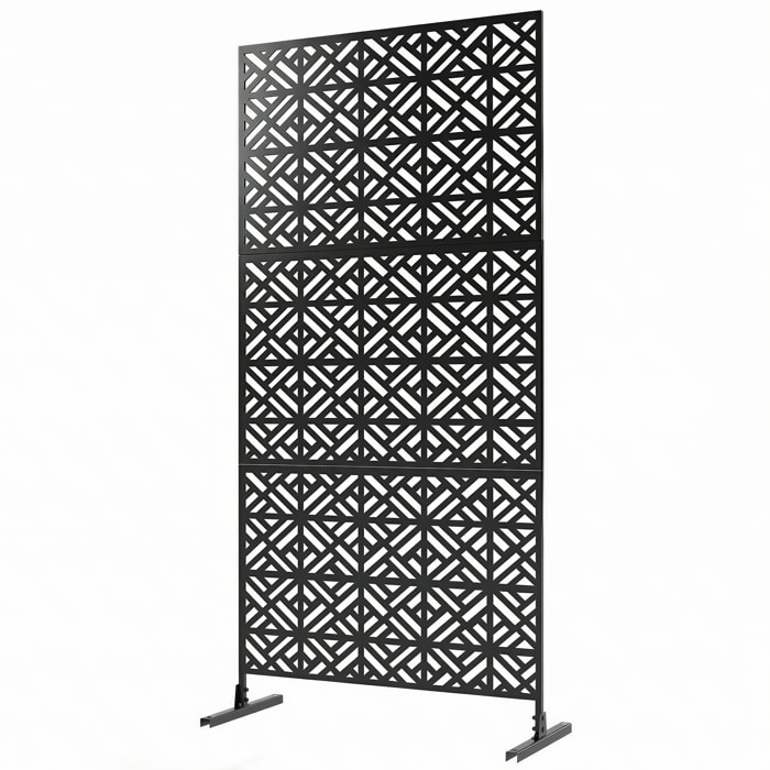 Panneau décoratif extérieur métal - brise vue motif graphique - 92 x 40 x 192 cm - métal époxy noir