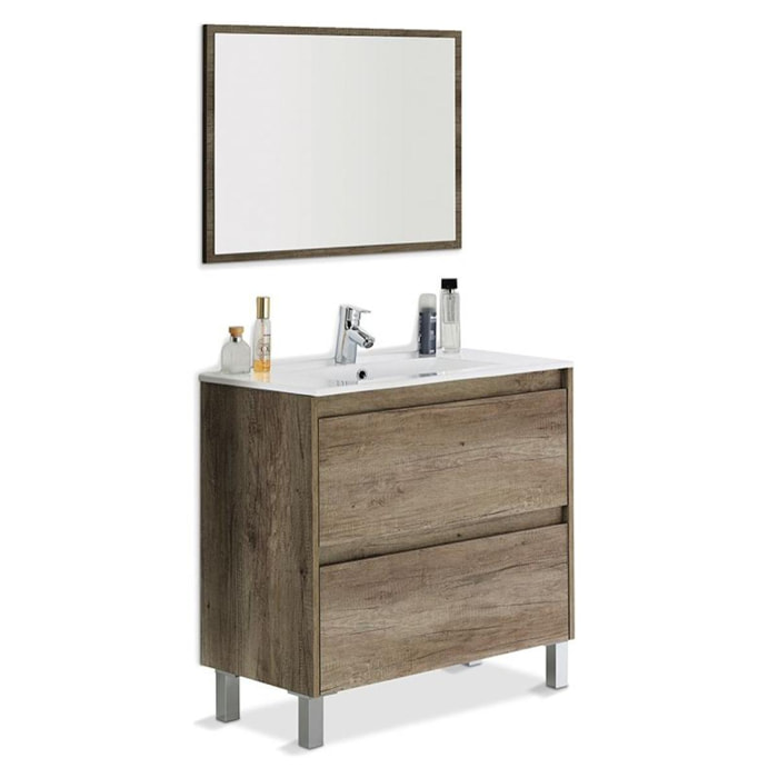 Mueble de baño con espejo Dakota 2 cajones Nordik