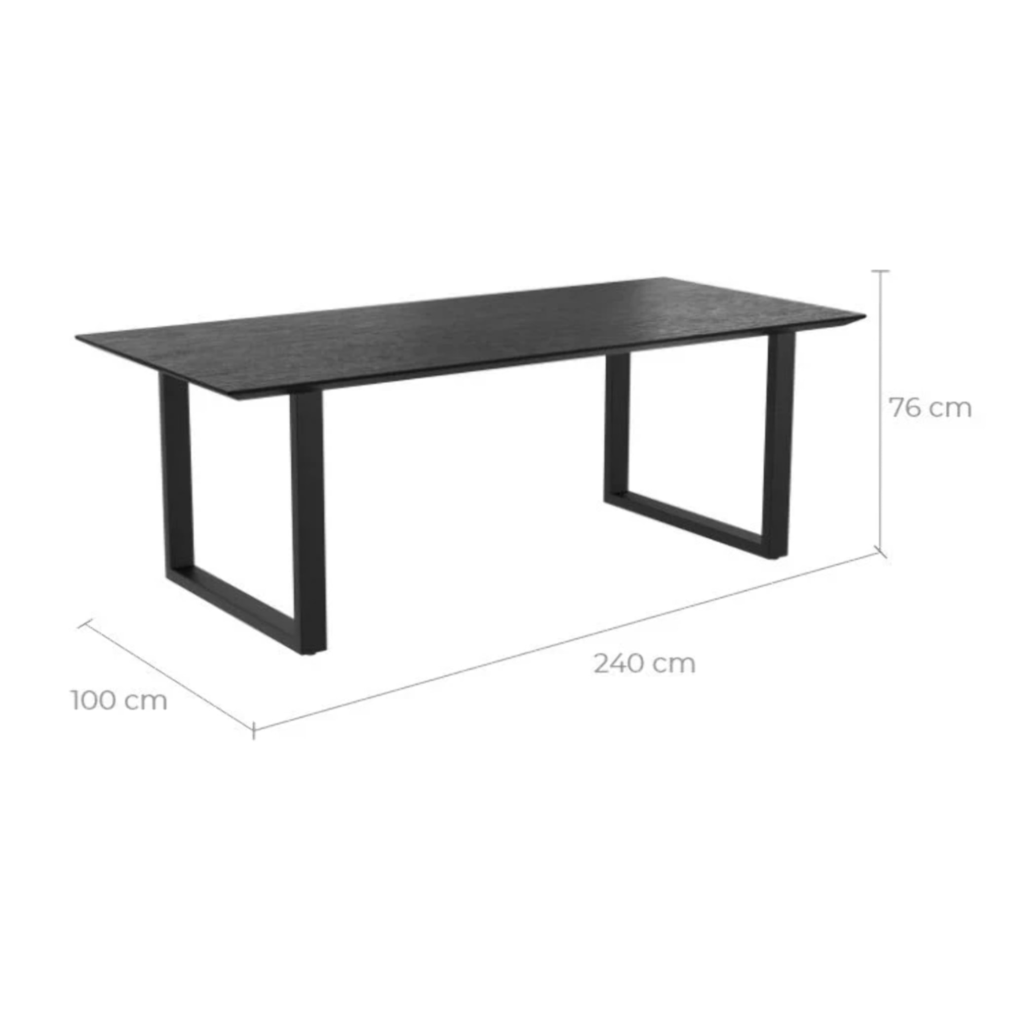 Table rectangulaire 10 personnes en bois de teck recyclé noir 240 cm - Adok