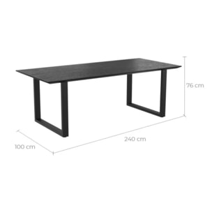 Table rectangulaire 10 personnes en bois de teck recyclé noir 240 cm - Adok