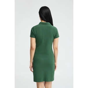 Vestido corto verde botella de manga corta con cuello polo y logo Rigby Go