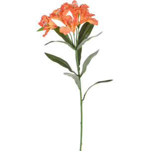 Fiore Di Alstromeria In Materiale Sintetico. Altezza 62 Cm - Pezzi 12 - 17X62X17cm - Colore: Arancio - Bianchi Dino - Fiori Artificiali