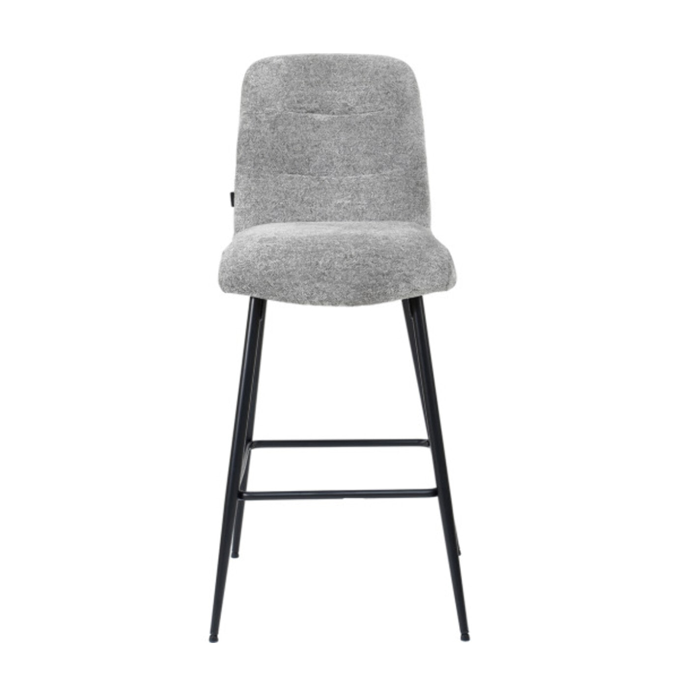 Tabouret de bar rembourré en tissu avec pied métal noir - LILA