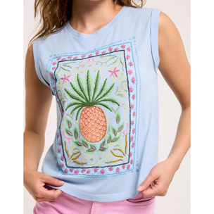 Camiseta Piña Sin Mangas Azul - Pineti