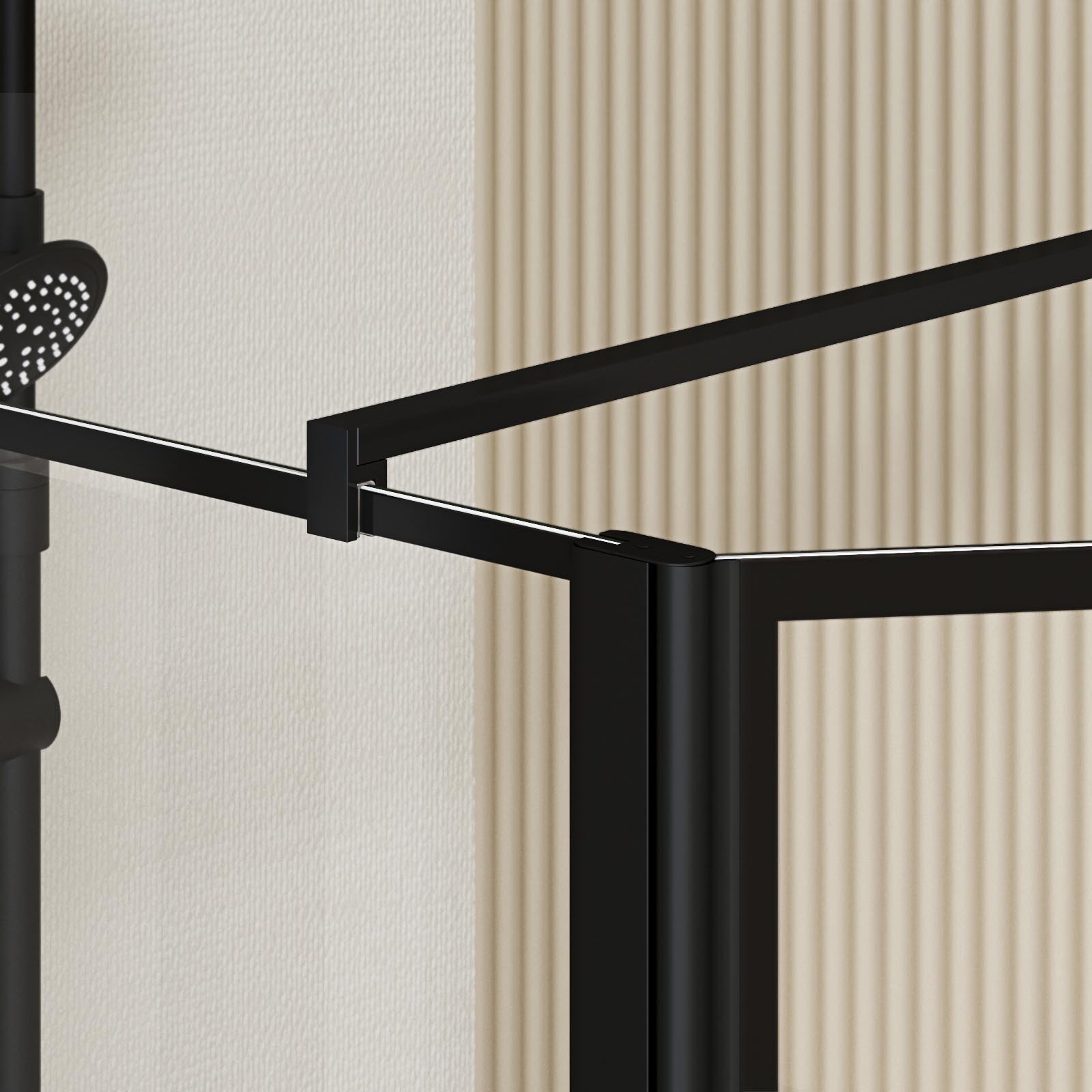 Paroi de Douche avec Volet Pivotant 80+40x195cm - Verre 8mm Anticalcaire - Motifs et Profilés Noir