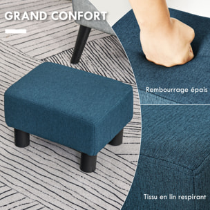 Repose-pied pouf tabouret style contemporain max. 150 Kg tissu bleu foncé chiné