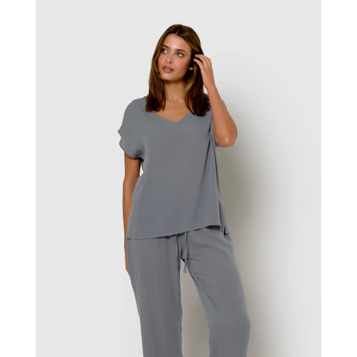 Camisa de mujer de viscosa bambula índigo