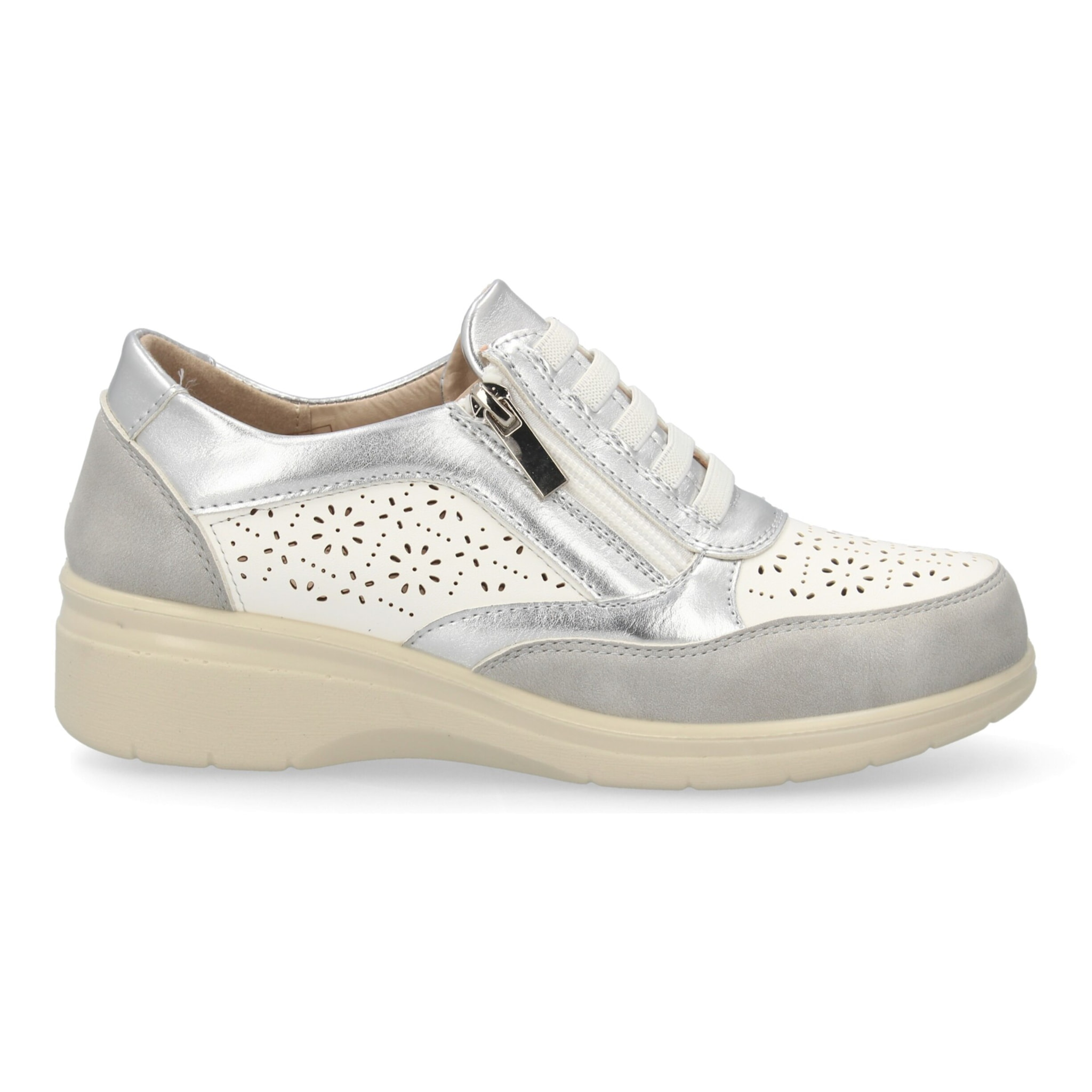 Zapatillas mujer cuña con cremallera cómodas y calados.