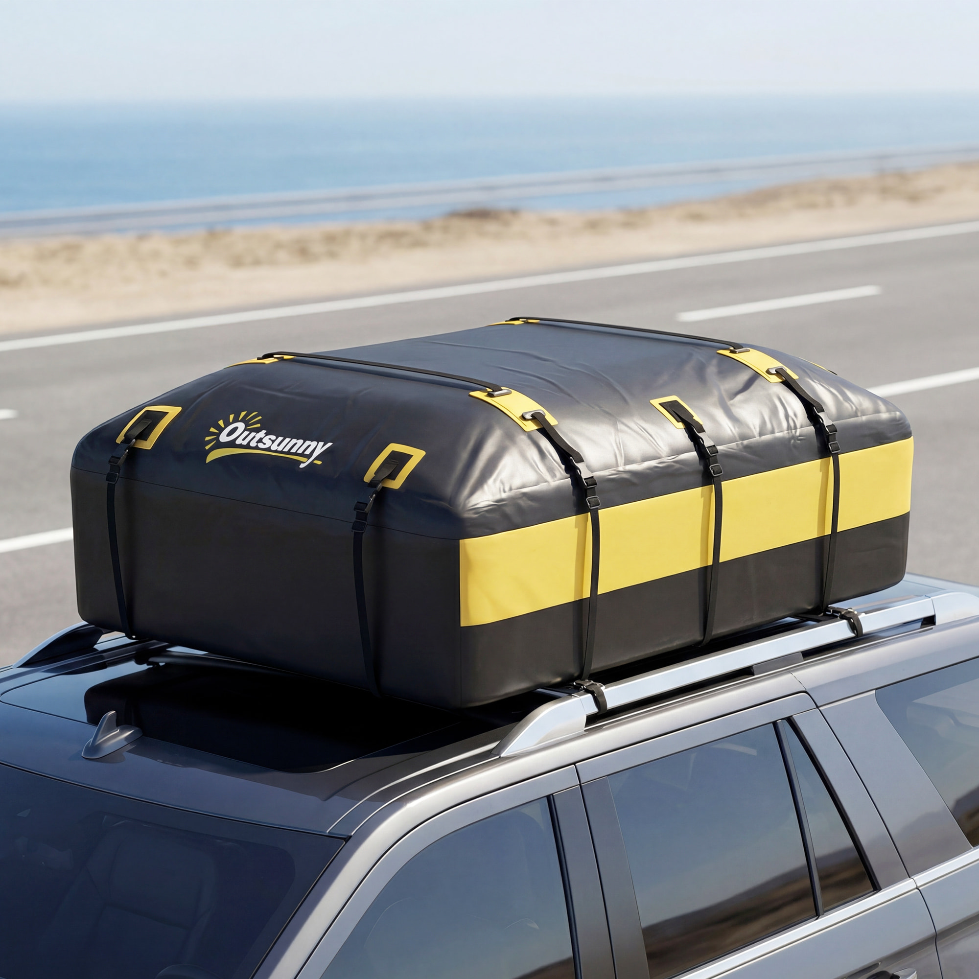 Bolsa de Techo para Coche 594L, Impermeable, Cofre de Techo para Coche con 6 Correas Ajustables, Alfombrilla Antideslizante, Ganchos, Adecuada para Todos Los Vehículos con/sin Portaequipajes