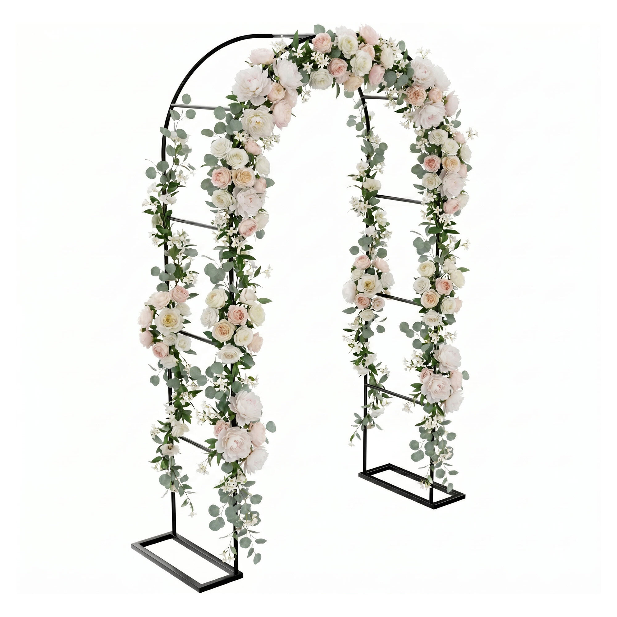 Kiros - Arco Floreale Da Giardino con Base Lunghezza e Altezza Regolabili Supporto per piante in Metallo Nero