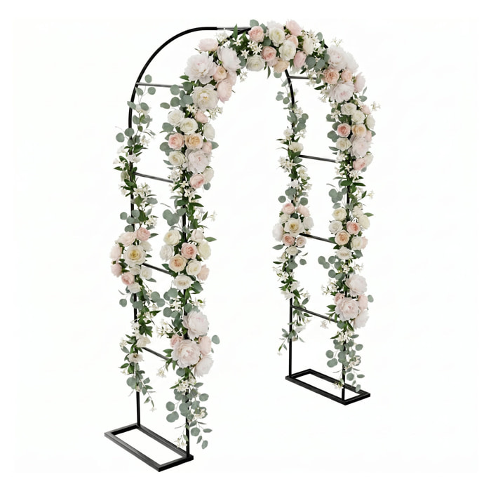 Kiros - Arco Floreale Da Giardino con Base Lunghezza e Altezza Regolabili Supporto per piante in Metallo Nero