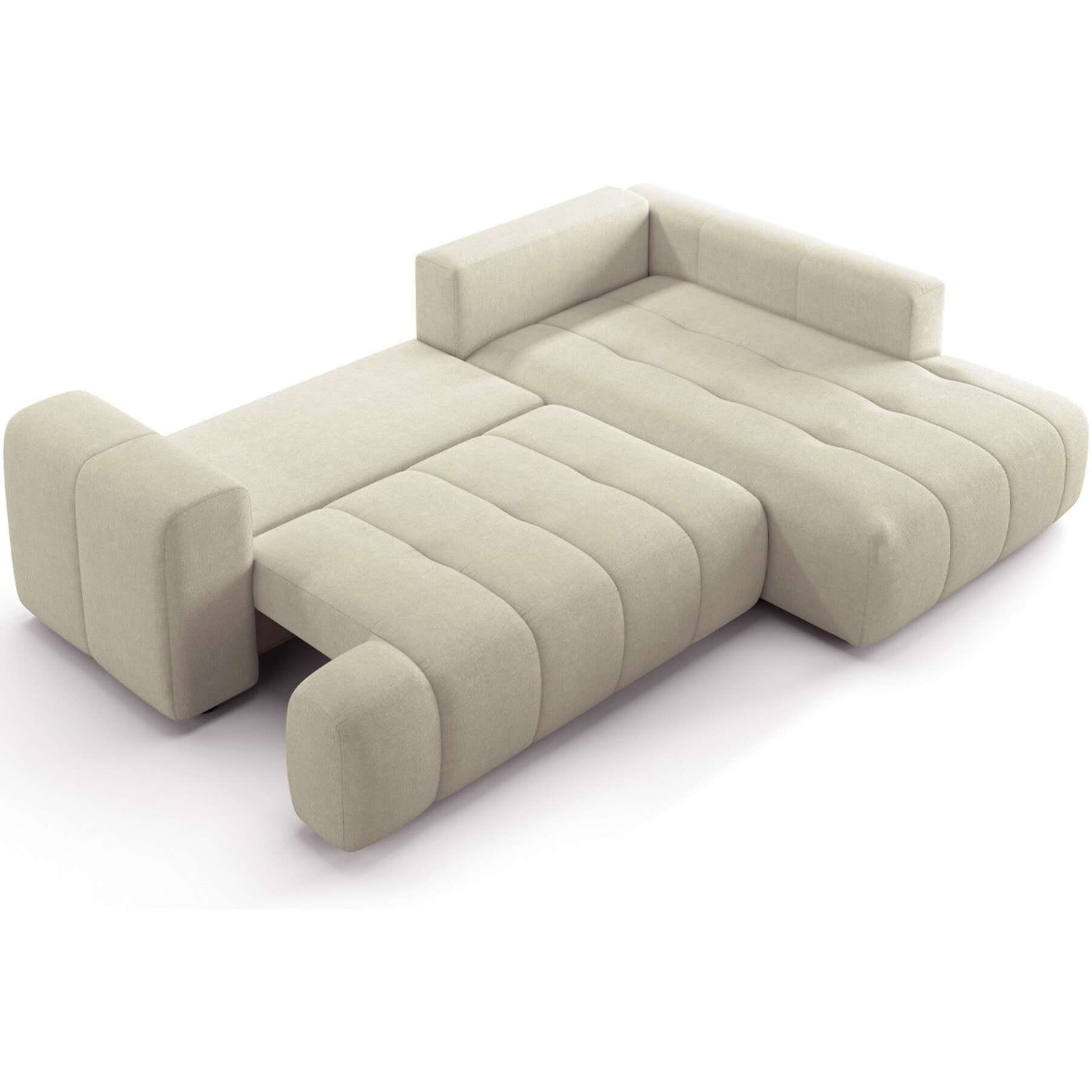 Canapé d'angle droit convertible 4 places en tissu chenille - ouverture rapide - BRERA