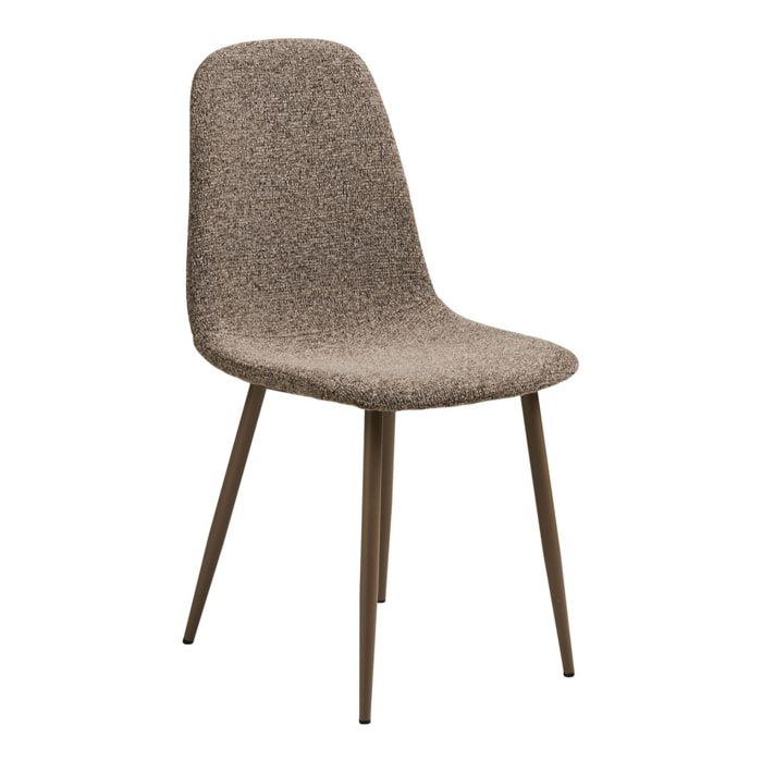 Set 2 sedie da pranzo Stockholm in poliestere marrone chiaro con gambe in metallo 44x54x88 cm