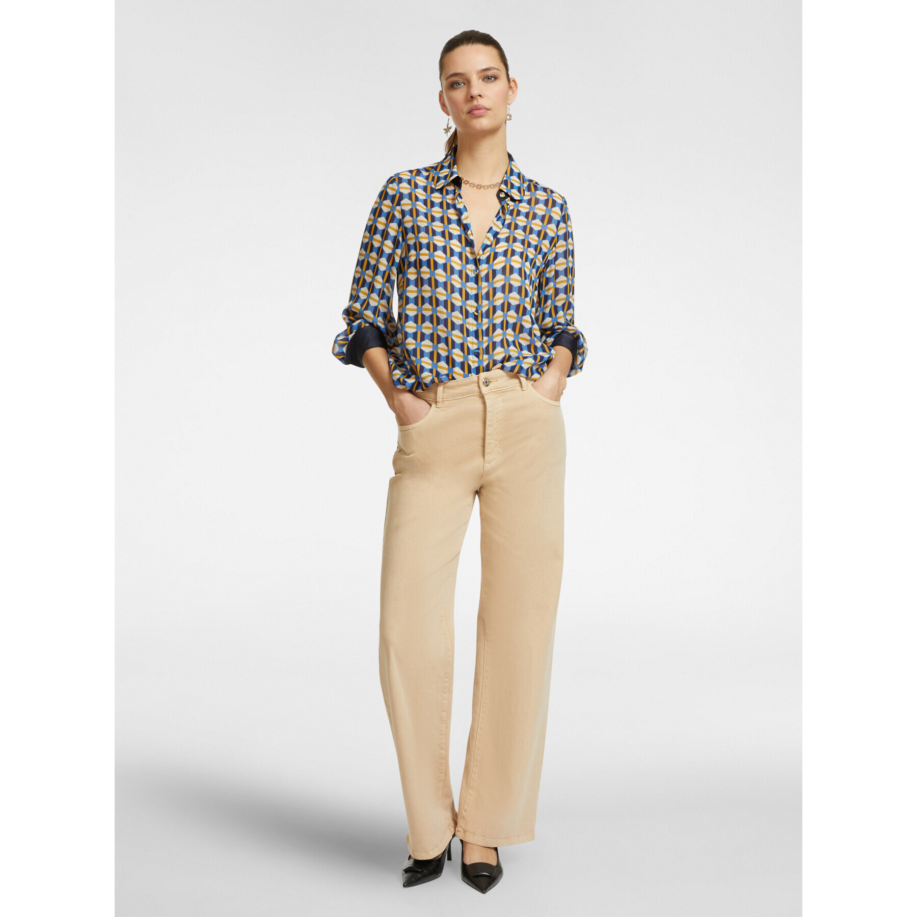 Elena Mirò - Camisa estampada - Azul aciano