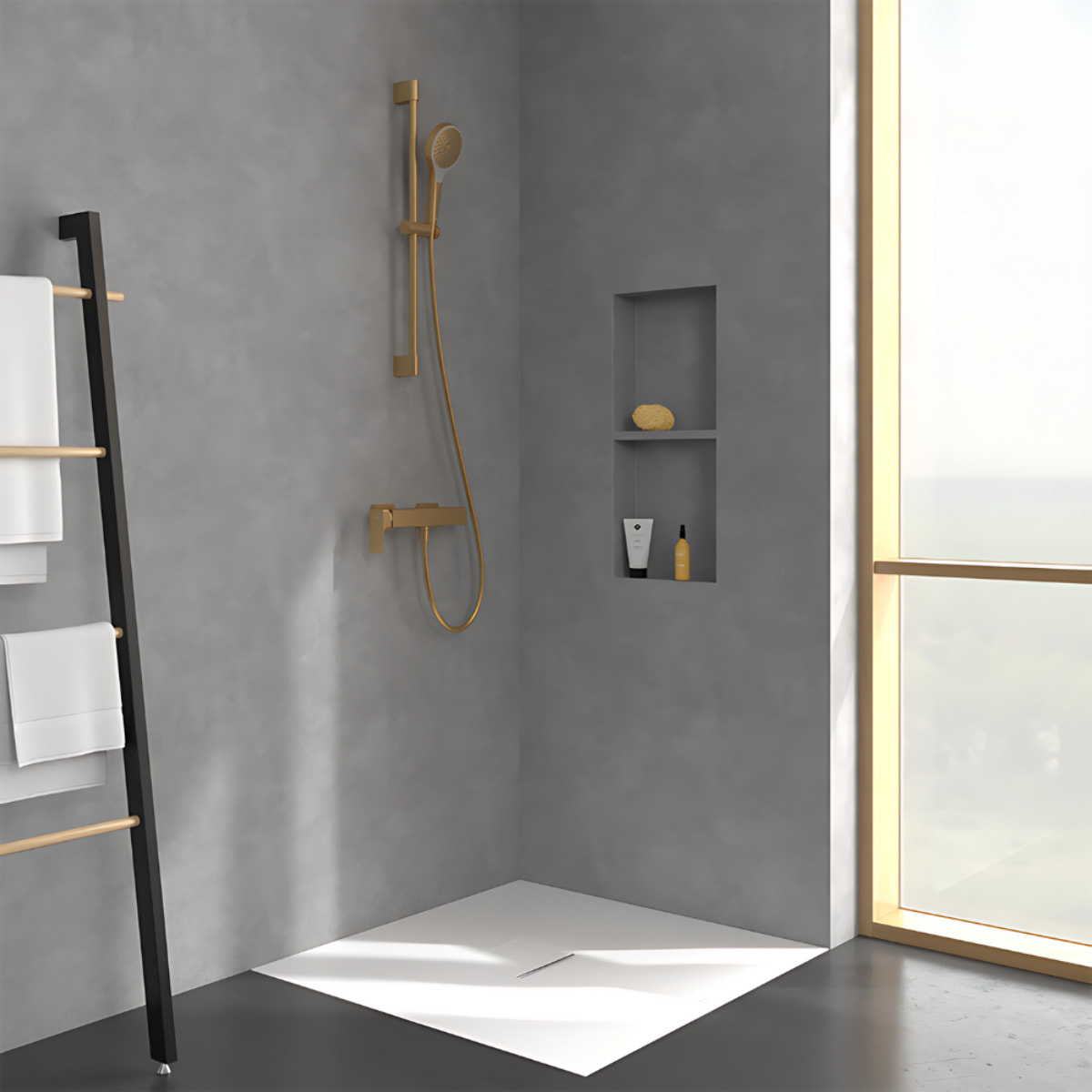 Mitigeur mécanique douche Subway 3.0 + Ensemble de douche Verve Showers 3 jets Brushed Gold