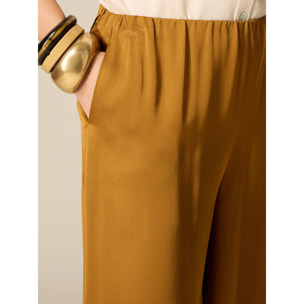 Oltre - Pantalones palazzo en raso de viscosa - Oro