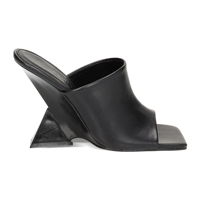 Mules Open Toe nere in tessuto
