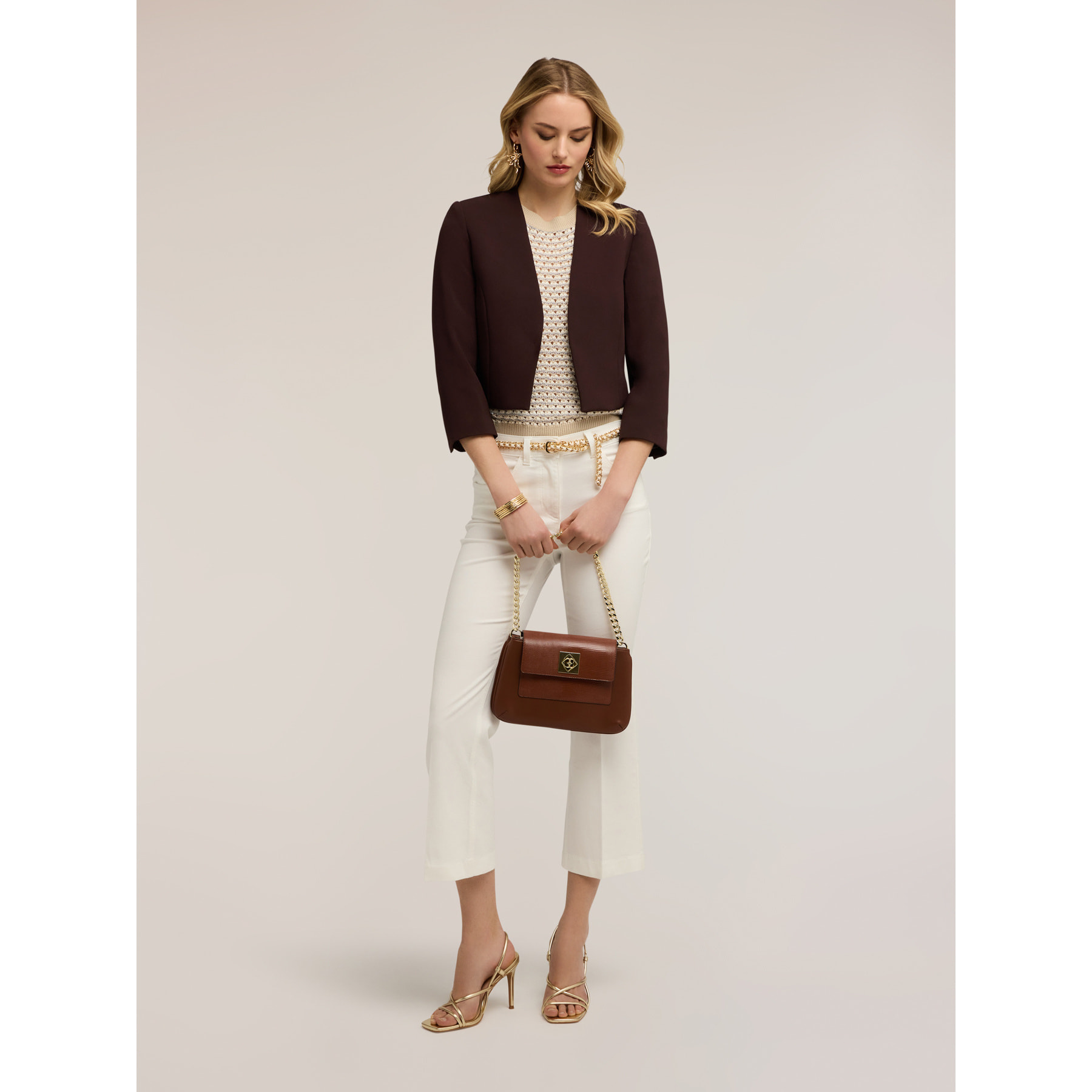 Motivi - Giacca strutturata in cady crêpe - Marrone