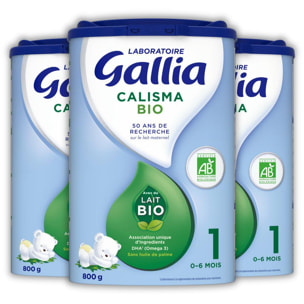 3 Boîtes de Lait en poudre Calisma 1 Bio 3x800g - Gallia Bio De 0 à 6 Mois