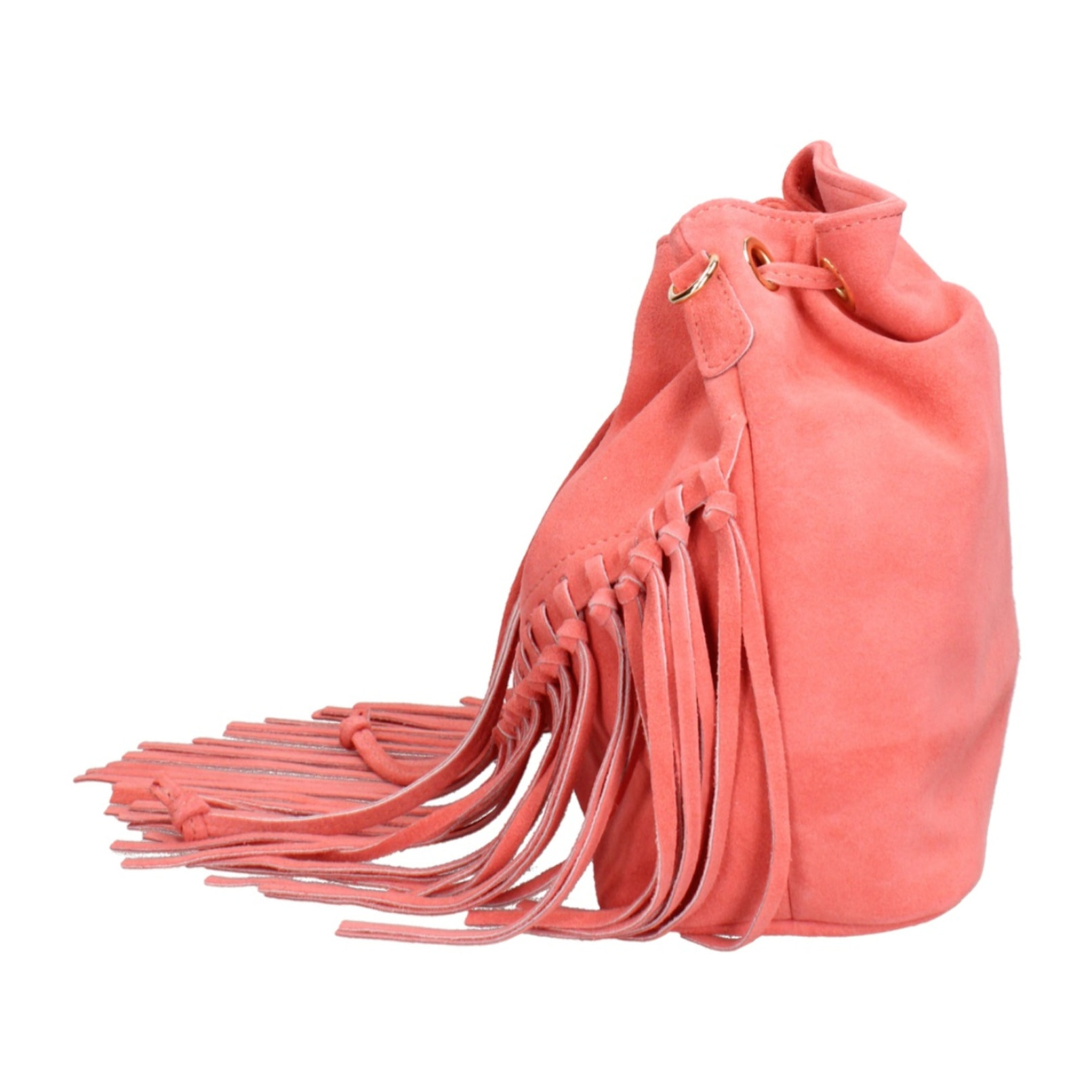 Borsa a secchiello da donna Made in Italy - Modello Umbria Plus - Pelle scamosciata - 25.0 x 22.0 x 13.0 cm