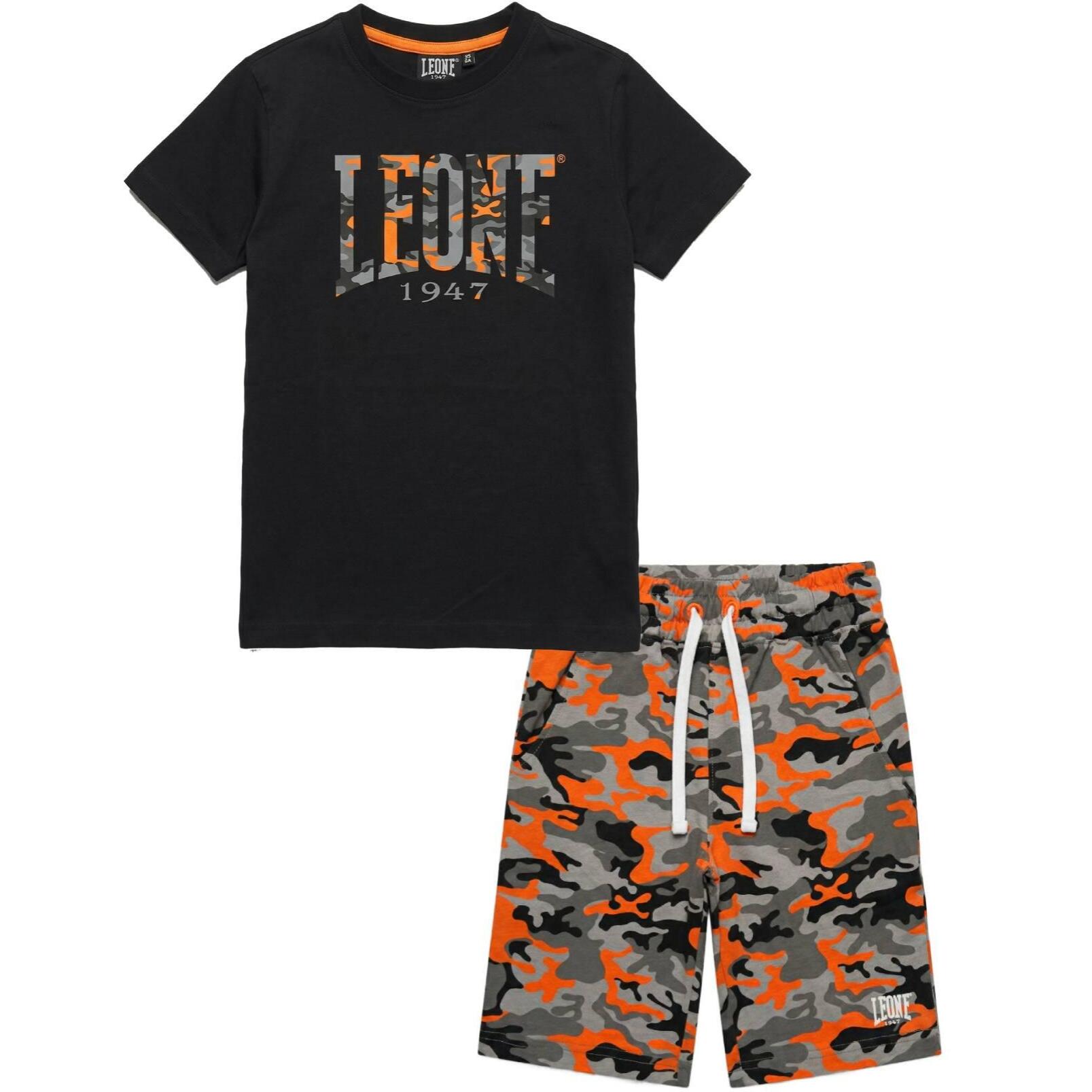 Conjunto de camiseta infantil y bermudas militares fluorescentes