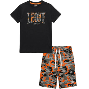 Conjunto de camiseta infantil y bermudas militares fluorescentes