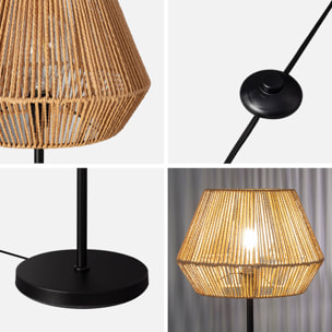 Lampadaire salon effet rotin Gabin naturel H 150cm
