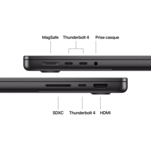 Ordinateur Apple MACBOOK Pro 14" Puce M5 CPU 10 / GPU 10 coeurs Mémoire RAM 24Go Stockage 1To SSD XDR Noir sidéral