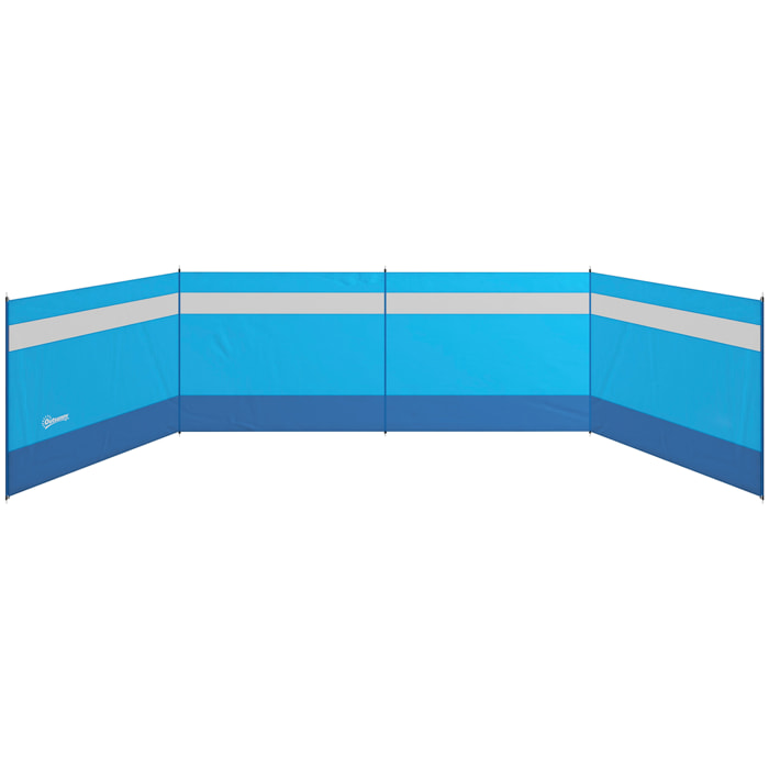 Cortavientos para Camping de 4 Paneles 725x140 cm Paravientos Playa con Panel Superior Transparente Postes de Acero Estacas y Bolsa de Transporte Impermeable para Jardín Playa Azul