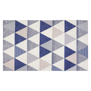 TAPPETO ARREDO TRIANGOLI BLU MARE CON FONDO ANTISCIVOLO