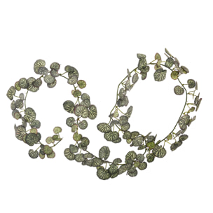 Ghirlanda Saxifraga Con 147 Foglie. Altezza 180 Cm - Pezzi 4 - 8X180X5cm - Colore: Verde - Bianchi Dino - Piante Artificiali