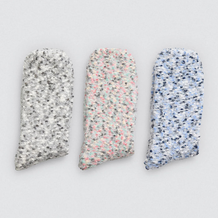 Confezione da 3 calzini in pelliccia testurizzata maculata