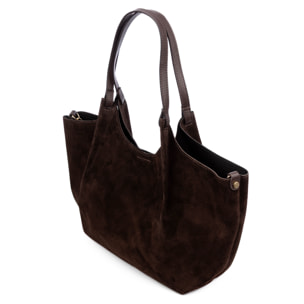 Bascapè Borsa Tote Donna. Pelle Scamosciata Vera.