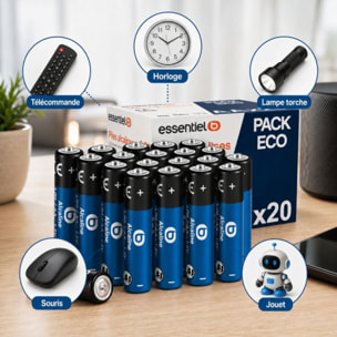 Pile ESSENTIELB POWERPLUS LR06 AA Lot de 20