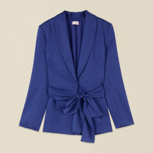 Oltre - Chaqueta de lyocell con cinturón - Azul