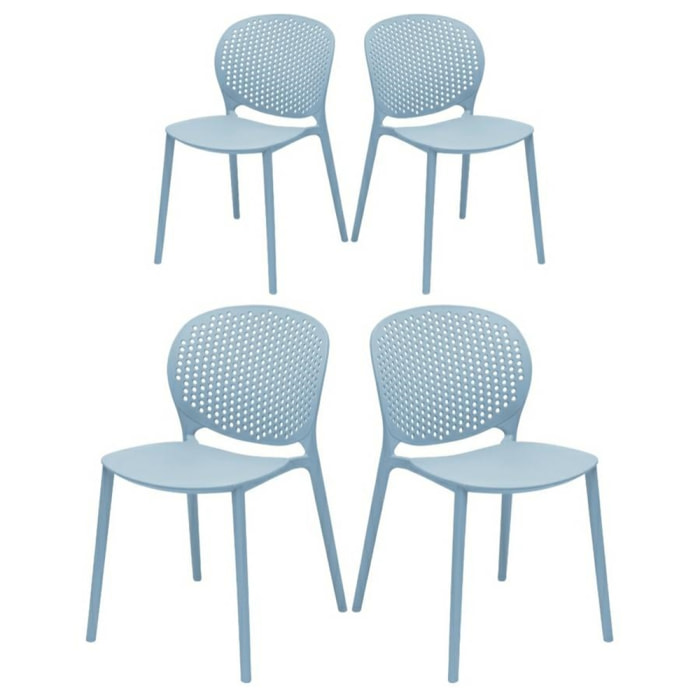 Set da quattro sedie esterne azzurre modello Lolly