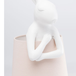 Lampe Animal lapin blanche et rose 50cm Kare Design