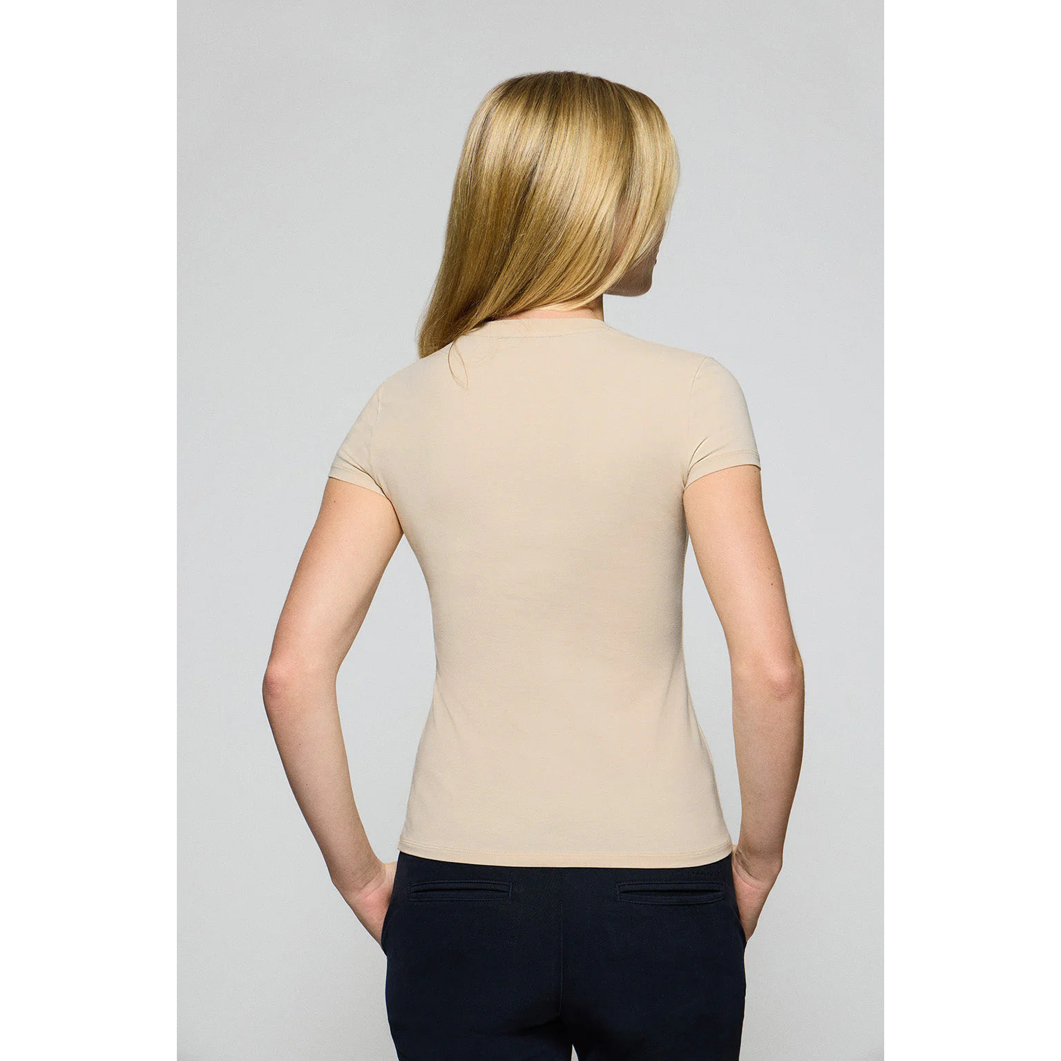 Maglietta beige a maniche corte con logo Rigby Go ricamato