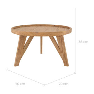 Table basse ronde en bois de teck recyclé D70 cm - Oly