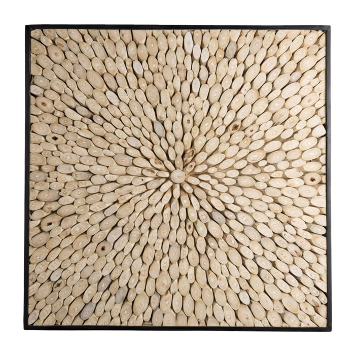 SAM - Décoration murale carrée 100x100cm bois branches Teck nature