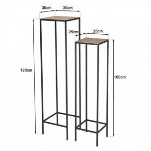 JONAS - Set de 2 tables gigognes carrées aluminium doré et noir pieds méta