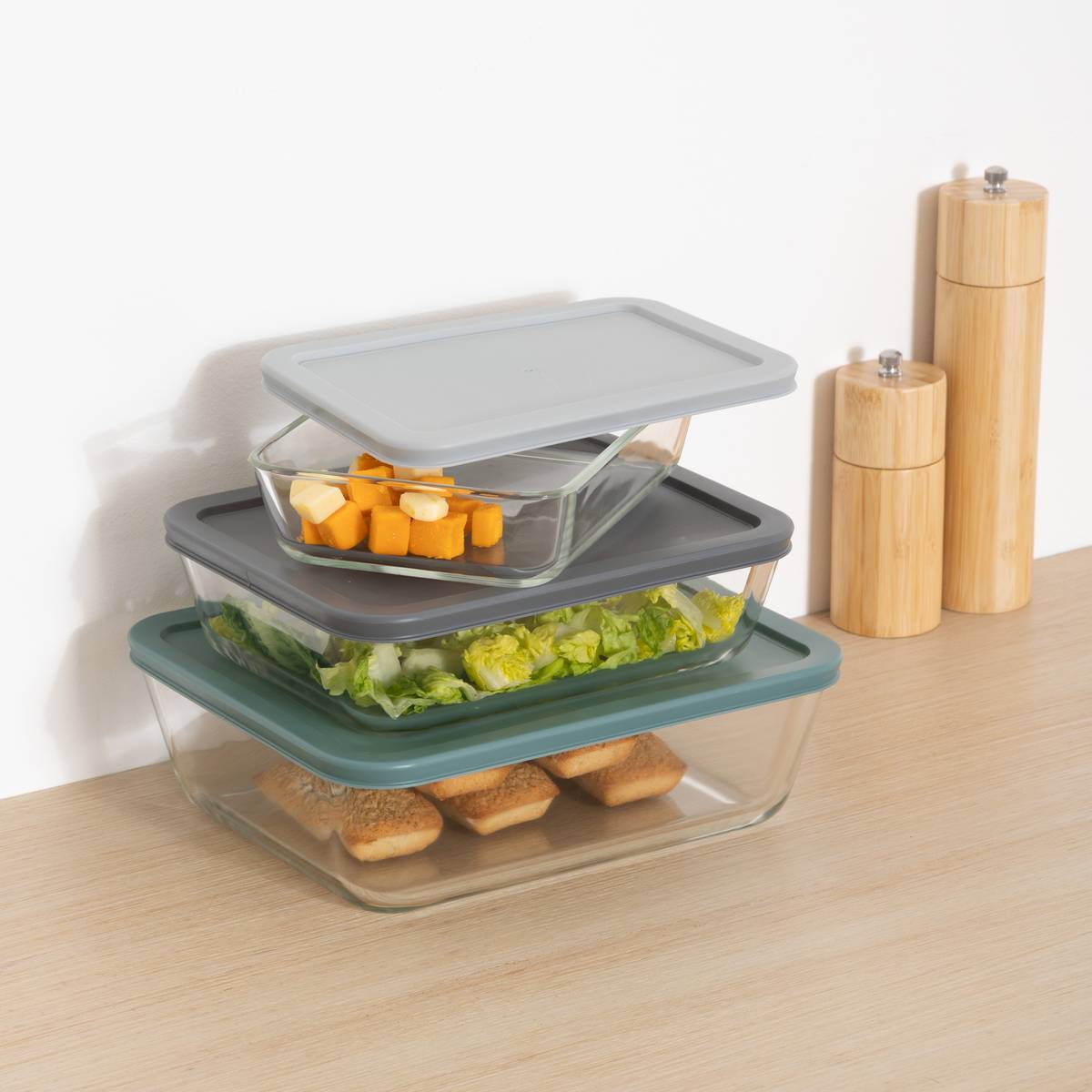 Lot de 3 boîtes de conservation en verre