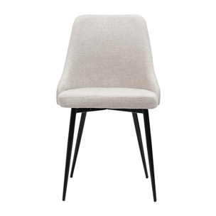 Chaises design en tissu effet velours beige naturel et métal noir (lot de 2) CULT