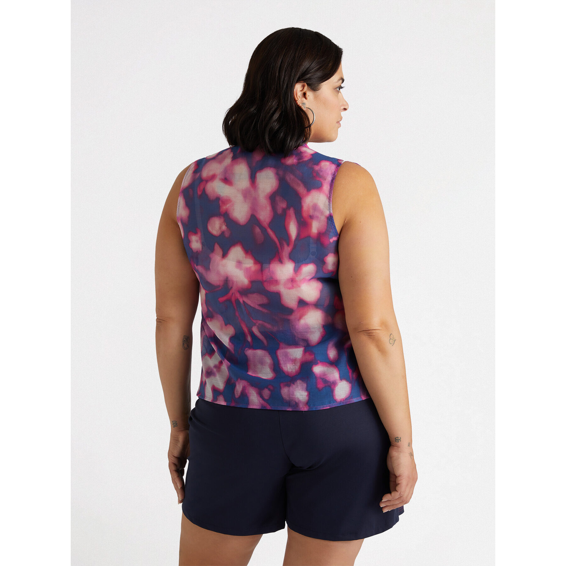 Fiorella Rubino - Top estampado con volantes - Azul