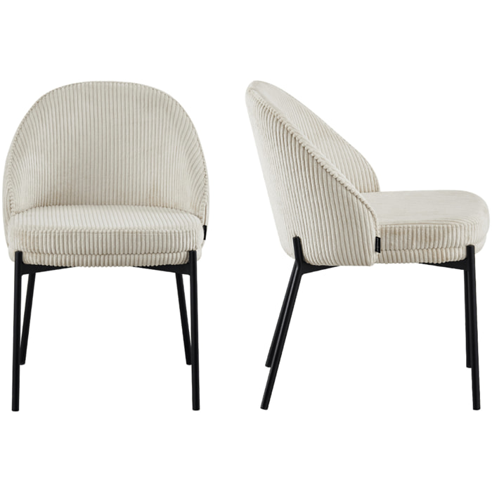 Lot de 2 chaises en velours côtelé - CLOE