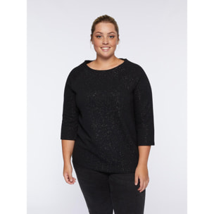 Fiorella Rubino - T-shirt lurex in jersey ottoman - Nero