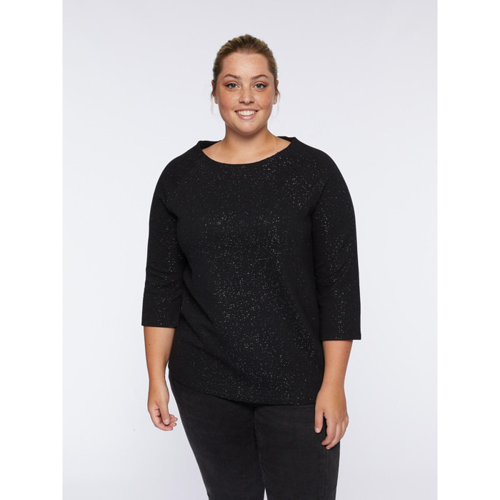 Fiorella Rubino - T-shirt lurex in jersey ottoman - Nero