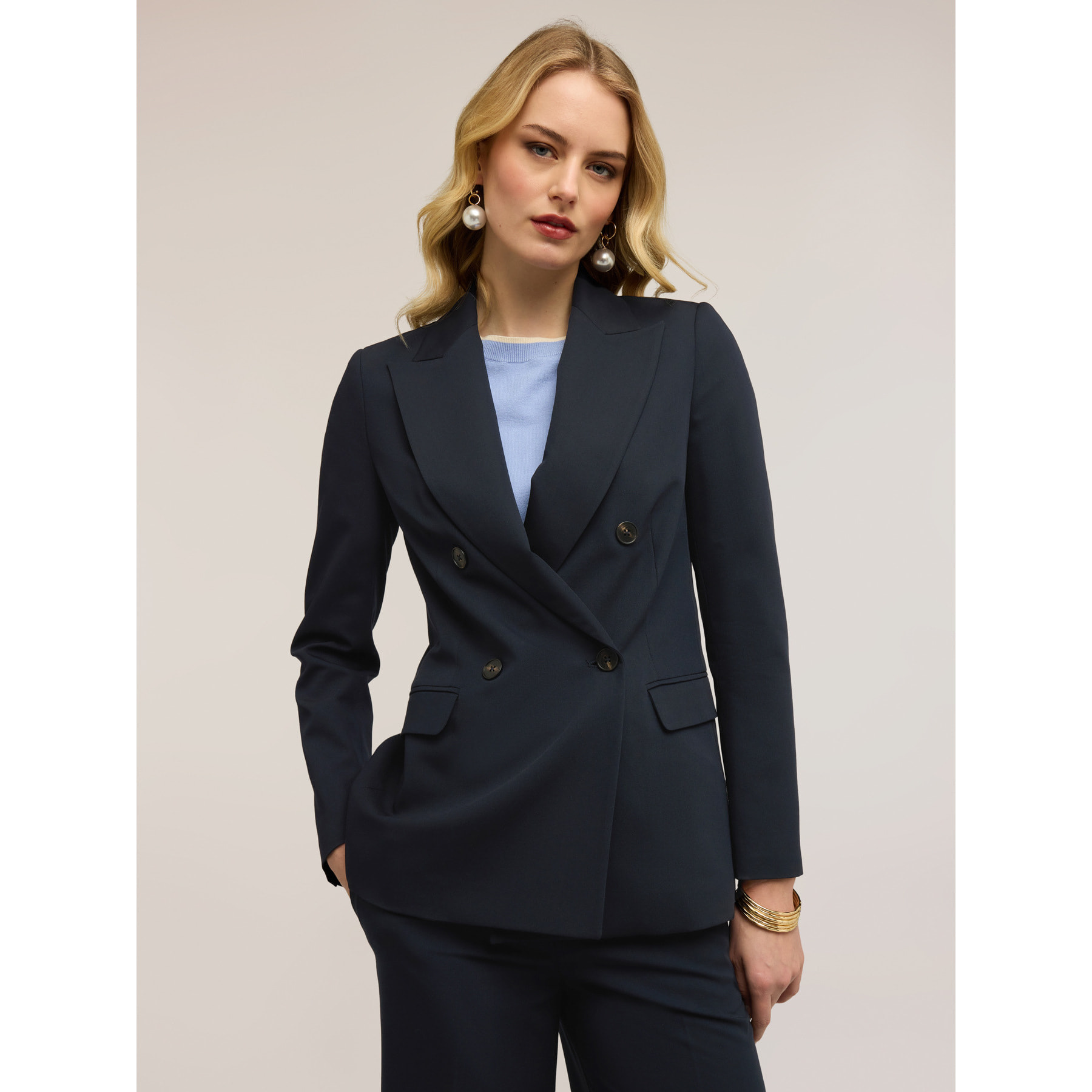 Motivi - Chaqueta estructurada de doble botonadura - Azul