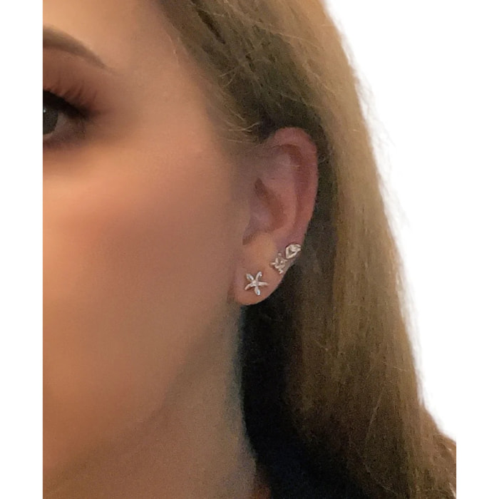 3 pares de pendiente mini en cristal